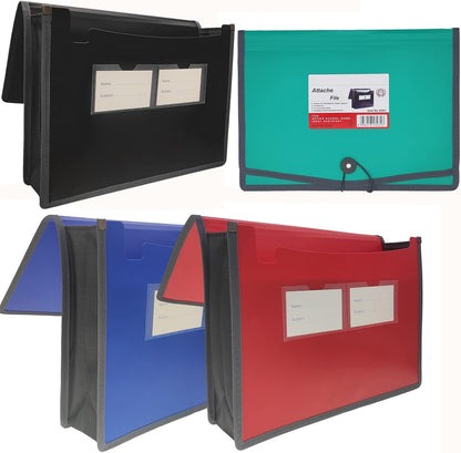 Expanding File Folder Document Organizer with Elastic Cord & Button Closure, Letter Size, 3.5" Expansion, Letter A4 Expandable File Folder for Home School Office Organization, 3 Pack