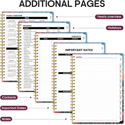 Planner 2026-2027, Academic Year Monthly and Weekly Calendar Planner, Jul 2026 - Jun 2027, Hardcover Teacher Student Planning Agenda book with Tabs, Perfect for School Office Supplies, 6.3" x 8.5" - Wildflowers