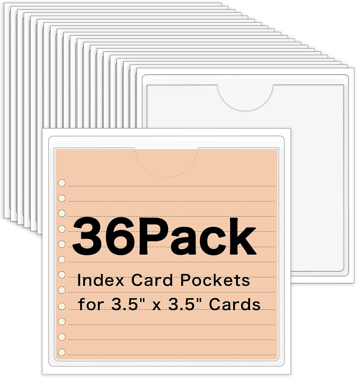 36 Pack 3" x 5" Index Card Holder Adhesive Plastic Label Holders Clear Tote Bag Labels Stickers for Organizing Storage Bins Library Card Shelves