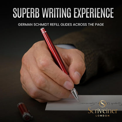 Scriveiner Midnight Blue Rollerball Pen - Stunning Blue Lacquer Luxury Pen, Chrome Finish, Schmidt Ink Refills, Men & Women, Professional, Executive Office, Nice Pen