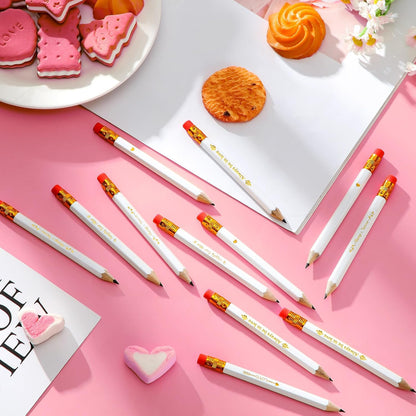 Crtiin 50 Pcs Bridal Shower Pencils Half Golf Wedding Pencils with Eraser 4 Inch Short Pocket Pre Sharpened for Wedding Game Bridal Shower Presents Classroom School(Wood Color)