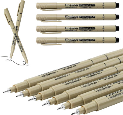 6-Pack Extra Fine Point Writing Pens - 0.25mm Ultra Thin Pen - No Bleed Micro Line Tip Fineliner - Smooth Waterproof Gel Felt Ink Markers Stuff - Bible Journaling Study & Office Supplies
