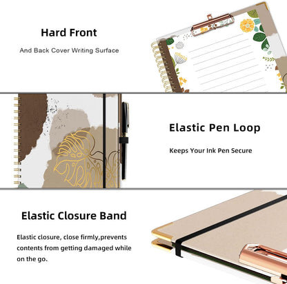 Ospelelf Clipboard with Storage 8.5 X 11，Padfolio Organizer, Spiral Portfolio Letter Size with Notepad, Pen Holder, 5 Extra Folder Divider Pages, Elastic Closure Nurse Office Essentials (Polka Dots)
