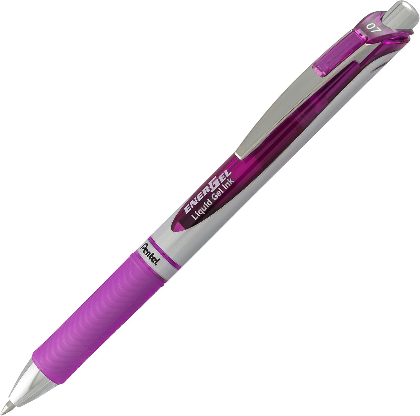 Pentel EnerGel RTX Retractable Liquid Gel Pen, (0.7mm) Medium Line, Metal Tip, Black Ink, Box of 12 (BL77-A)