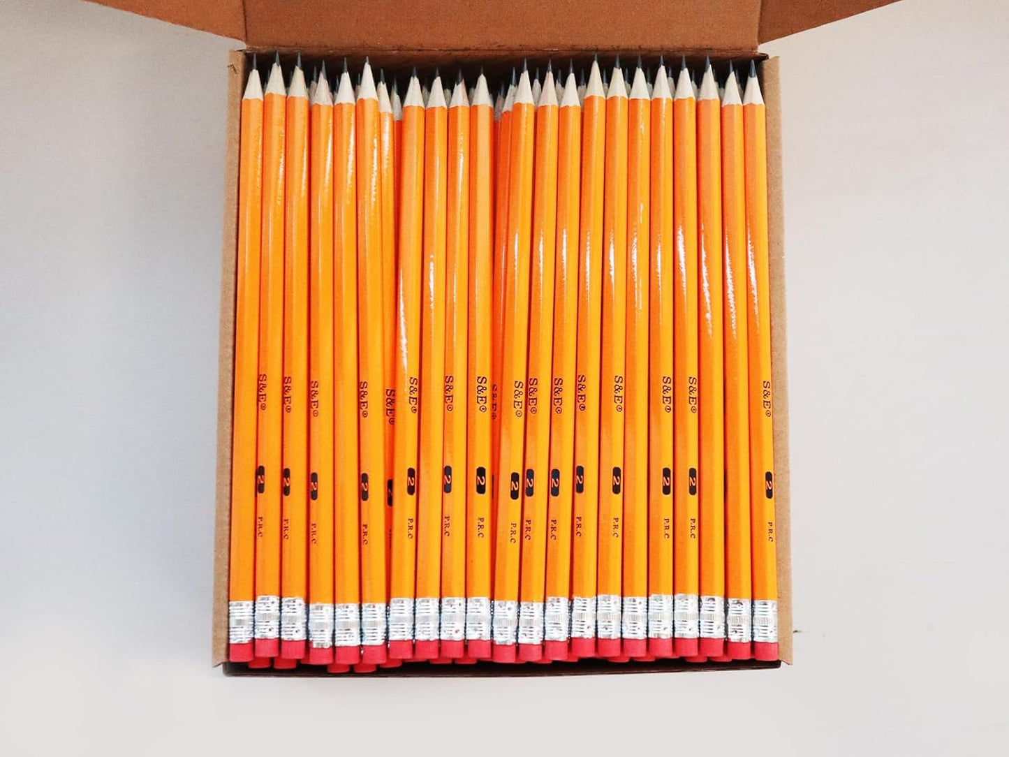 S & E TEACHER'S EDITION 432Pcs Pencils & Erasers Tops Set, 288 Pcs Pre-sharpened pencils No. 2, with 144Pcs Eraser Caps, #2 HB pencil sharpened, Back to school, 432Pcs/box.