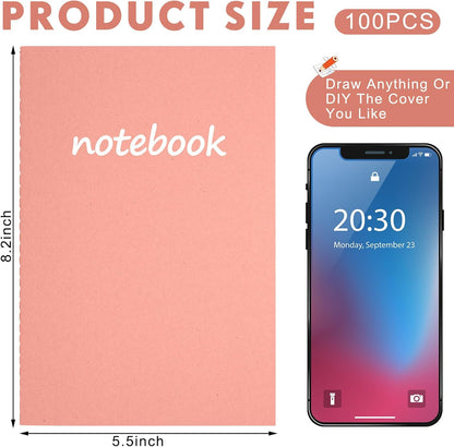 Mimorou 100 Pcs Journals Notebooks Bulk - Kraft Softcover A5 Small Notebooks 5.5 Inch x 8.3 Inch Notepads with 60 Page 30 Sheet for Writing Sketch Travel Office Supplies(Navy Blue,Lined)