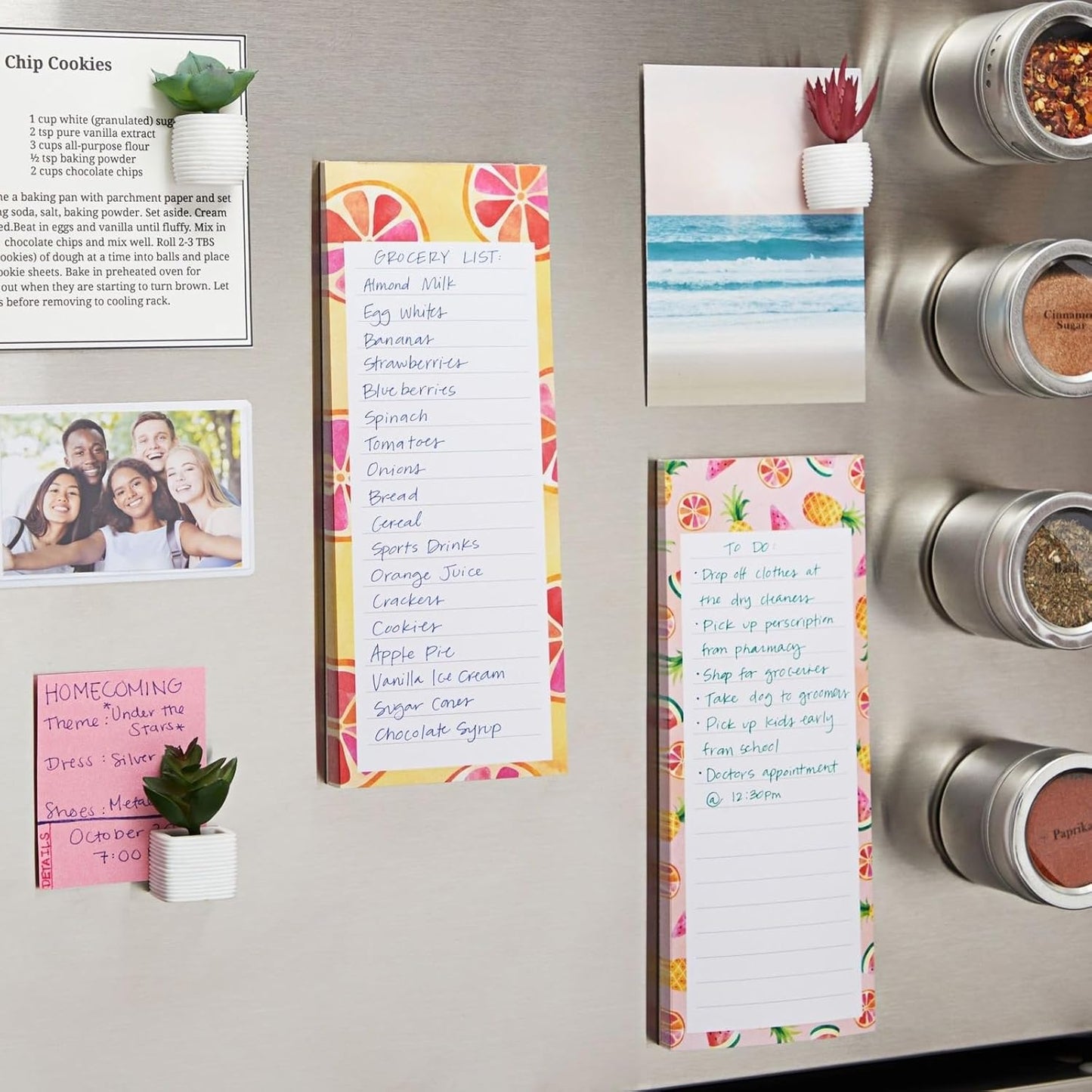Juvale 6-Pack Magnetic Grocery List Pad for Fridge- Cute Shopping List Paper Note Pads for Refrigerator, To-Do Memos (6 Fruit Designs, 60 Sheets Each)