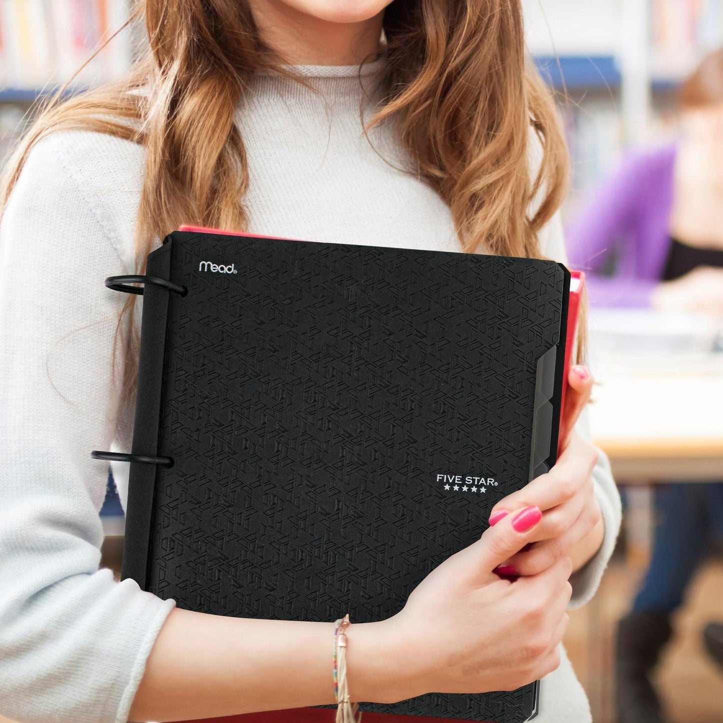 Five Star Flex Refillable Notebook + Study App 1 Inch O-Rings Binder with Pockets Tabs and Dividers, 220 Sheet Capacity, Includes 60 Sheets 8.5" x 11" College Ruled Paper, Prom Pink (293280R)