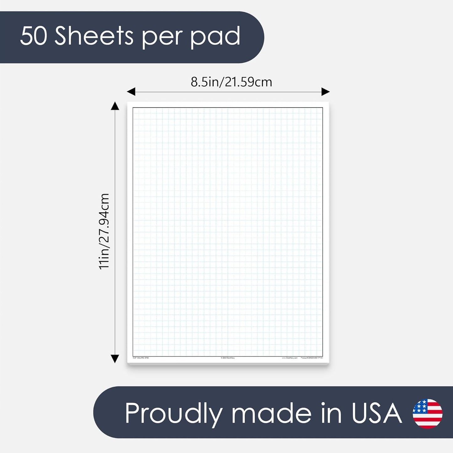 GeekNavy 11" x 17" Quadrille Graph Paper 50 Sheets Landscape - 0.25" 4x4 Square Grid, Blueprint, High Brightness, Border-Outlined, Large Drafting (1-Pack)