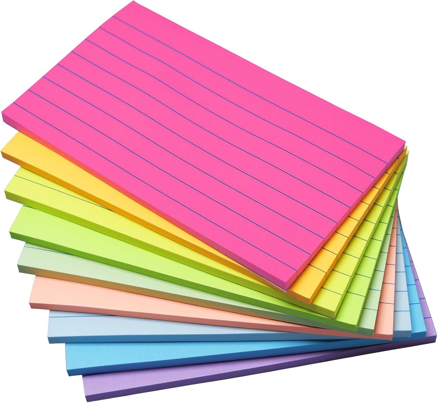 9 Pack Lined Sticky Notes 4x6 in Post Sticky Notes with Lines, 9 Bright Colors Self Sticky Notes Pad Its, Large Ruled Sticky Note for Office, Home, 35 Sheets/Pad
