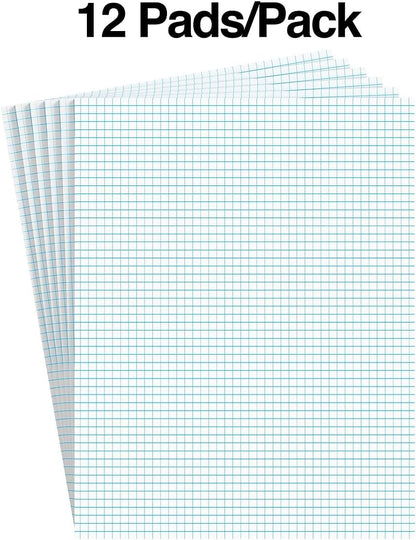 STAPLES Notepads, 8.5” x 11”, Graph Ruled, White, 50 Sheets/Pad, 6‑Pack