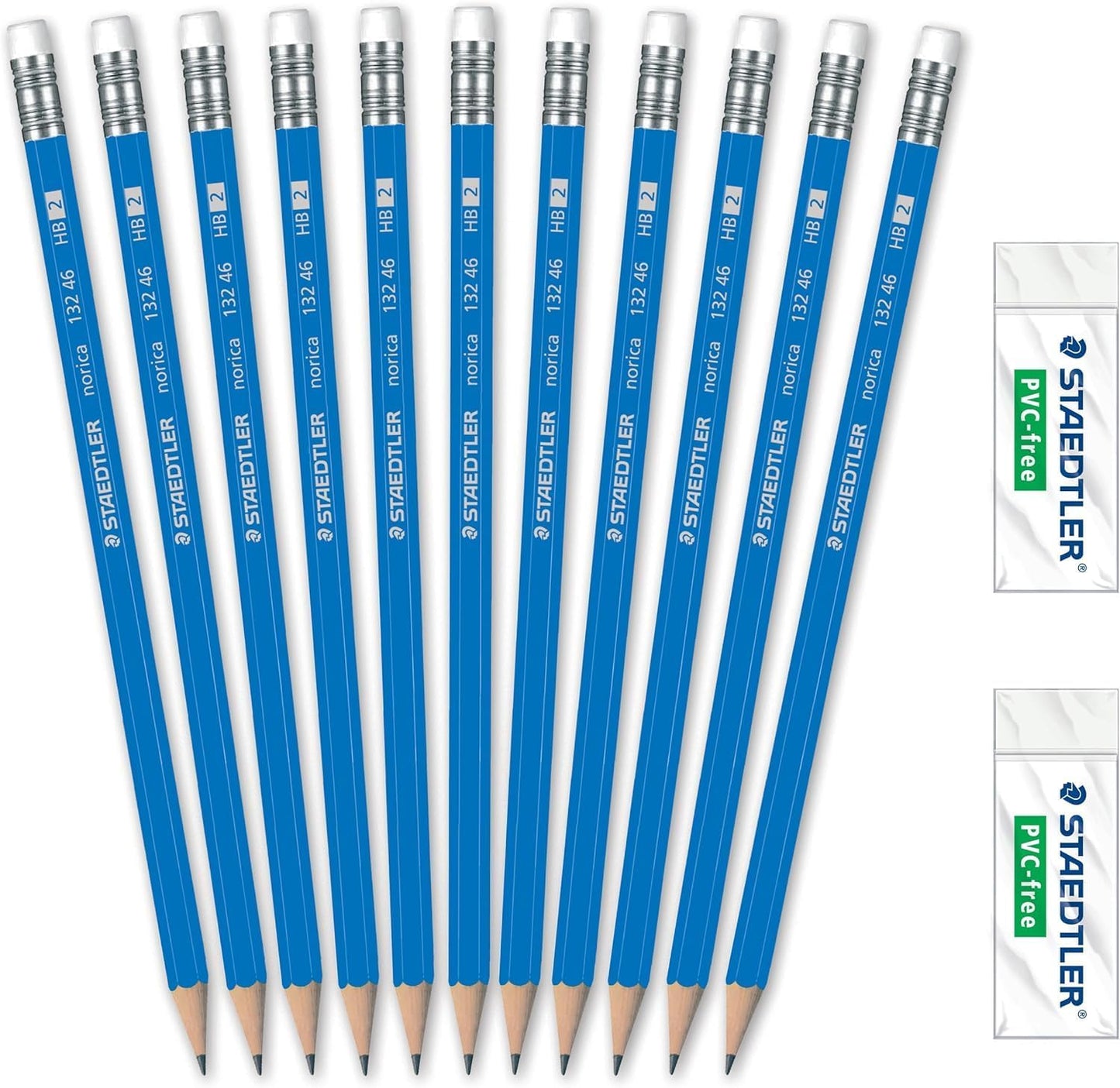 STAEDTLER Norica #2 HB Wood-Cased Pencil Set: 18 Pre-Sharpened Graphite Pencils with 1 Eraser & 1 Sharpener, Break-Resistant Lead, For Writing & Drawing, Blue, Ideal for Classroom, Home & Office