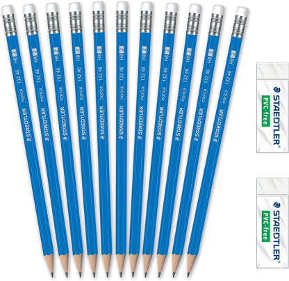 STAEDTLER Norica #2 HB Wood-Cased Pencil Set: 18 Pre-Sharpened Graphite Pencils with 1 Eraser & 1 Sharpener, Break-Resistant Lead, For Writing & Drawing, Blue, Ideal for Classroom, Home & Office