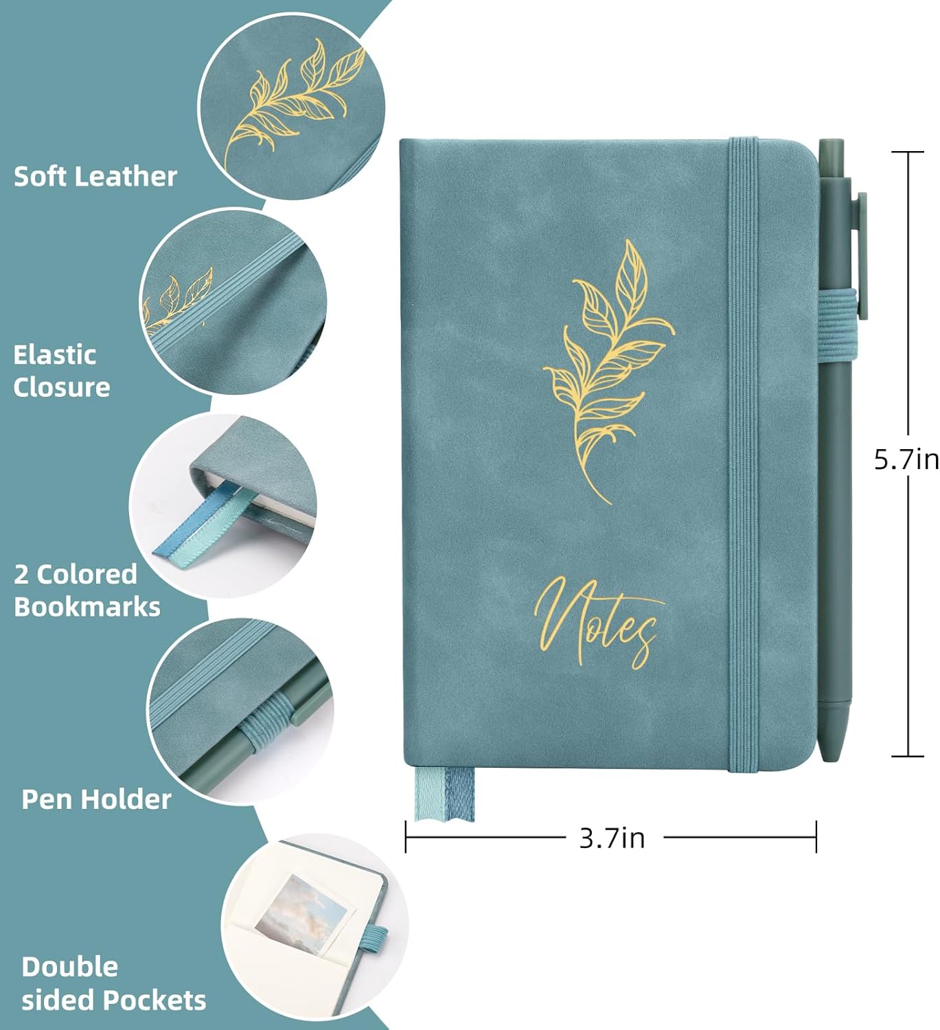 3 Pack Pocket Journaling Notebooks, A6 Small Notebook For Note Taking Journaling Notebooks Journals For Writing Mini Note Pads With Pen Holder 120 Pages 100 GSM Thick Paper(Nude, Brown, Forest Green)