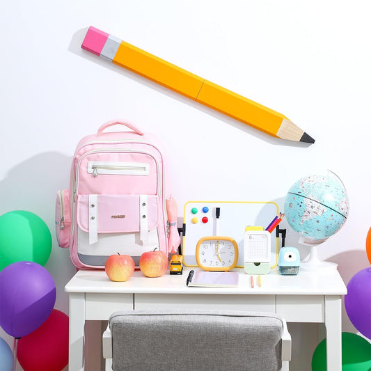Yousoontic 31.5 Inch Giant Pencil Wall Art Wooden Jumbo Pencil Back to School Party Decoration Yellow Pen Props Preschool Kindergarten Graduation Classroom Decor for Home School Supplies