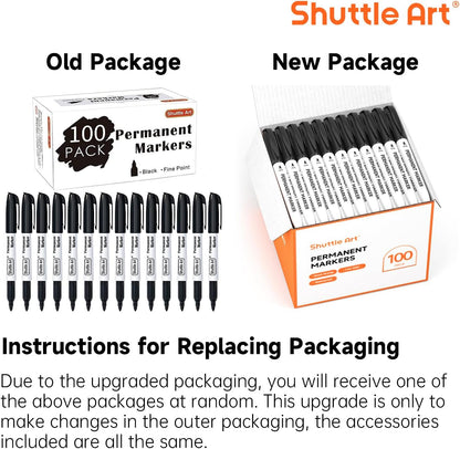 Shuttle Art Permanent Markers, 30 Pack Black Permanent Marker set, Fine Point, Works on Plastic, Wood, Stone, Metal and Glass for Doodling, Marking