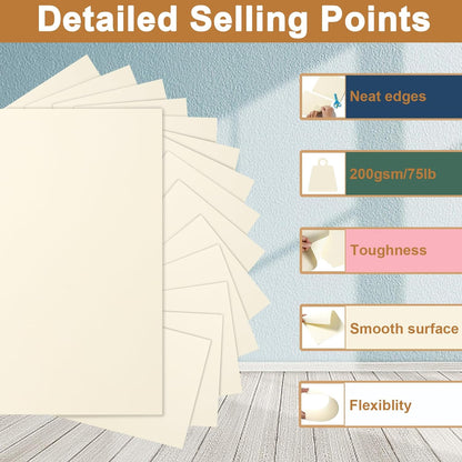 Silunkia 100 Sheets White Cardstock 5 Assorted Sizes Craft Paper, 200gsm/75lb White Card Stock Certificates Paper for DIY Cards Making, Business Cards, Wedding Invitations, School Crafting, Menus