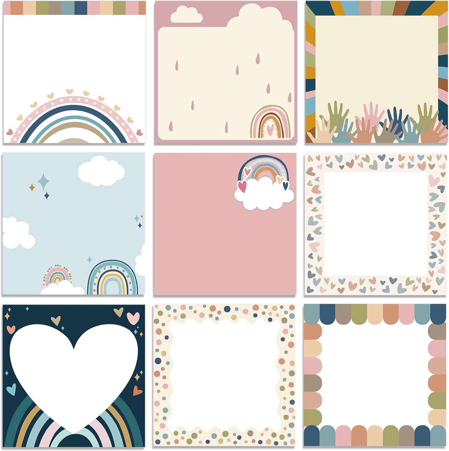9 Pads Wildflower Sticky Notes 3x3 Inch Cute Self Stick Notepads Notes Adhesive Memo Pad Office Decor Gifts for Students School Teacher Meeting Office Supplies