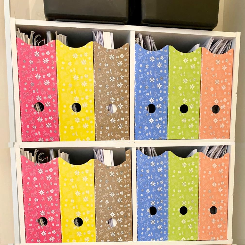 Evelots Magazine File Holder - Set of 24 Multi Color - Office Desk Organizer - Sturdy Cardboard - New Upgraded Double Front Panel for More Stability - Full 4 Inch Wide - Easy Assemble