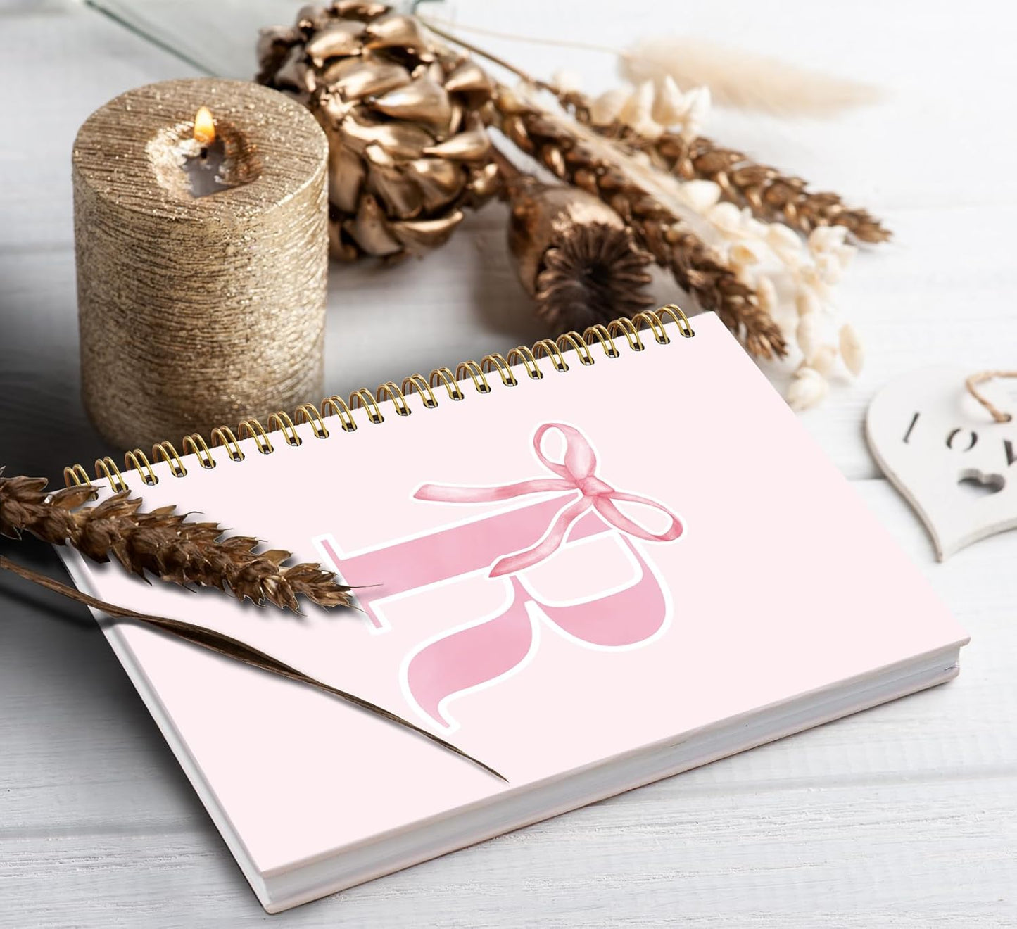 Blue Bow Journal Notebook for Girls,Initial H Journals Personalized Diary Gifts for Teen Girl Kids,Monogrammed Gifts for Women,Trendy Coquette Cute Hardcover Spiral Notebook 5.5 x 8.3 - Colors A