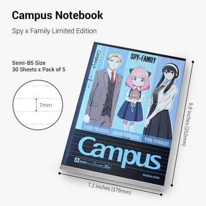 KOKUYO Composition Notebooks, 5 Pack Campus Semi-B5 Comp Book with Dot B 6mm Ruled, 30 Sheets, School Lined Notebook in Shear Stone, Journal Notebook for Women Work Study Note Taking(NO-GS3CWBT-L1X5)