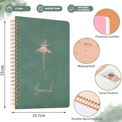 4 Pack Small Spiral Notebooks 3.5 x 5.5 in College Ruled, Mini Spiral Notebook, Waterproof 80 Sheets/160 Pages, Pocket Notebook with 120 Pcs Sticky Index Tabs for Home Office College School