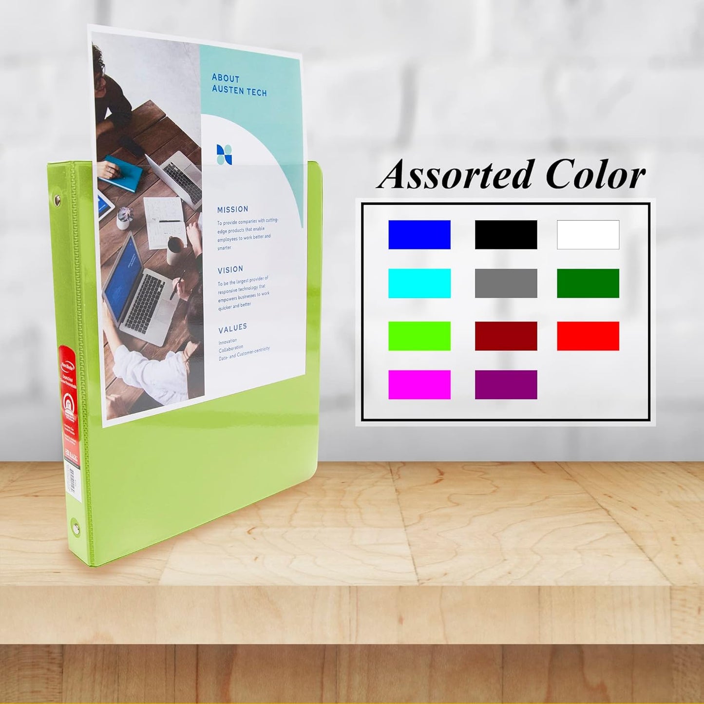 BAZIC Products 3 Ring Binder - Green, Economy View Binder with Clear Overlay Cover and Round Rings, Organizer for School Office Home Use, 1-inch Capacity Holds 175 Sheets Paper, 12-Pack