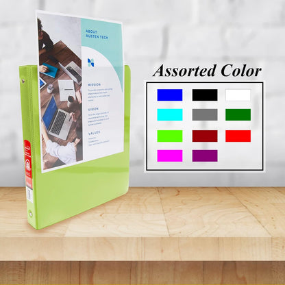 BAZIC Products 3 Ring Binder - Green, Economy View Binder with Clear Overlay Cover and Round Rings, Organizer for School Office Home Use, 1-inch Capacity Holds 175 Sheets Paper, 12-Pack