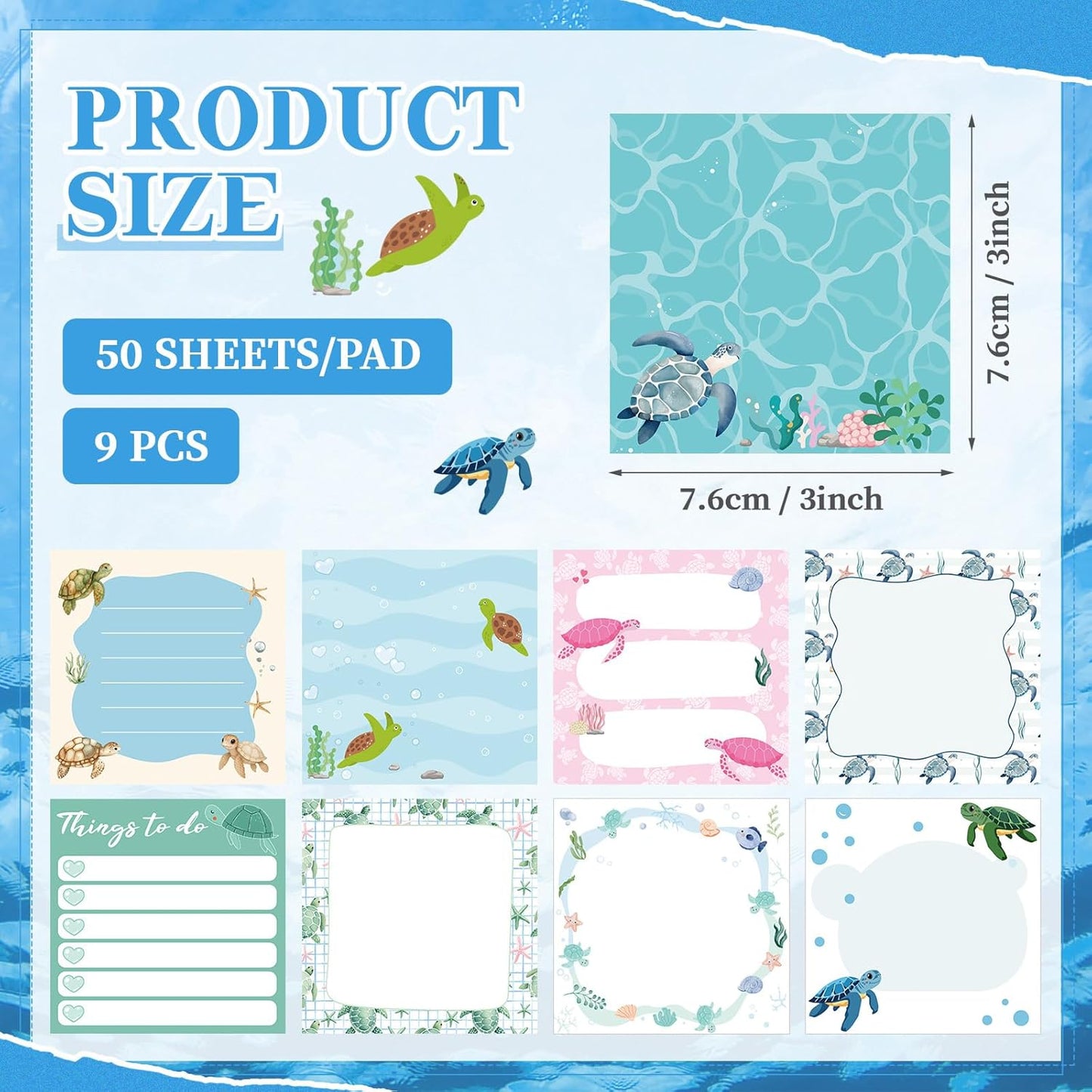 9 Pads Wildflower Sticky Notes 3x3 Inch Cute Self Stick Notepads Notes Adhesive Memo Pad Office Decor Gifts for Students School Teacher Meeting Office Supplies