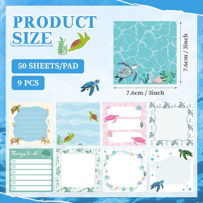 9 Pads Wildflower Sticky Notes 3x3 Inch Cute Self Stick Notepads Notes Adhesive Memo Pad Office Decor Gifts for Students School Teacher Meeting Office Supplies