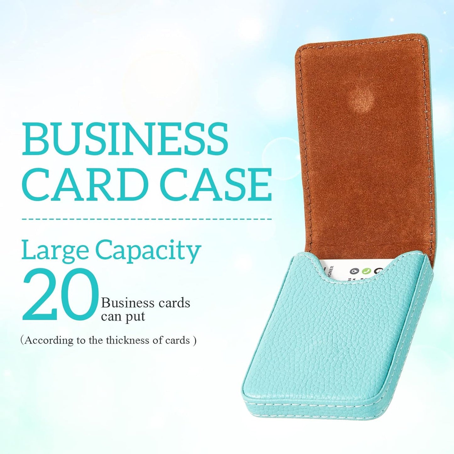 Outus 2 Pieces Business Card Holder, PU Leather Business Card Case Pocket Wallet with Magnetic Shut for Valentines Gift Men Women(Black and Coffee,Classic)
