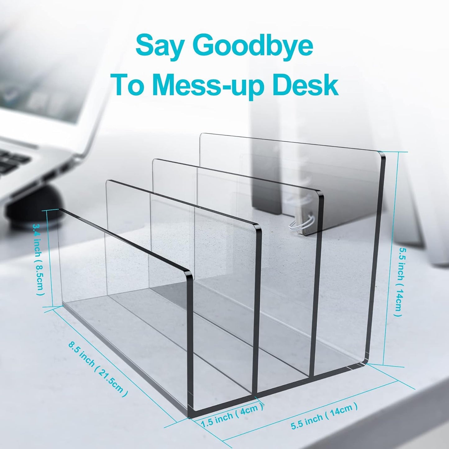 Boloyo Acrylic File Holder,1PC 2 Sections Rainbow File Organizer Mail Letter Sorter Desktop Folder Holder for Home Office School Envelope Bill Filling Paper Document