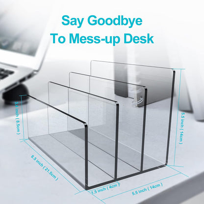 Boloyo Acrylic File Holder,1PC 2 Sections Rainbow File Organizer Mail Letter Sorter Desktop Folder Holder for Home Office School Envelope Bill Filling Paper Document