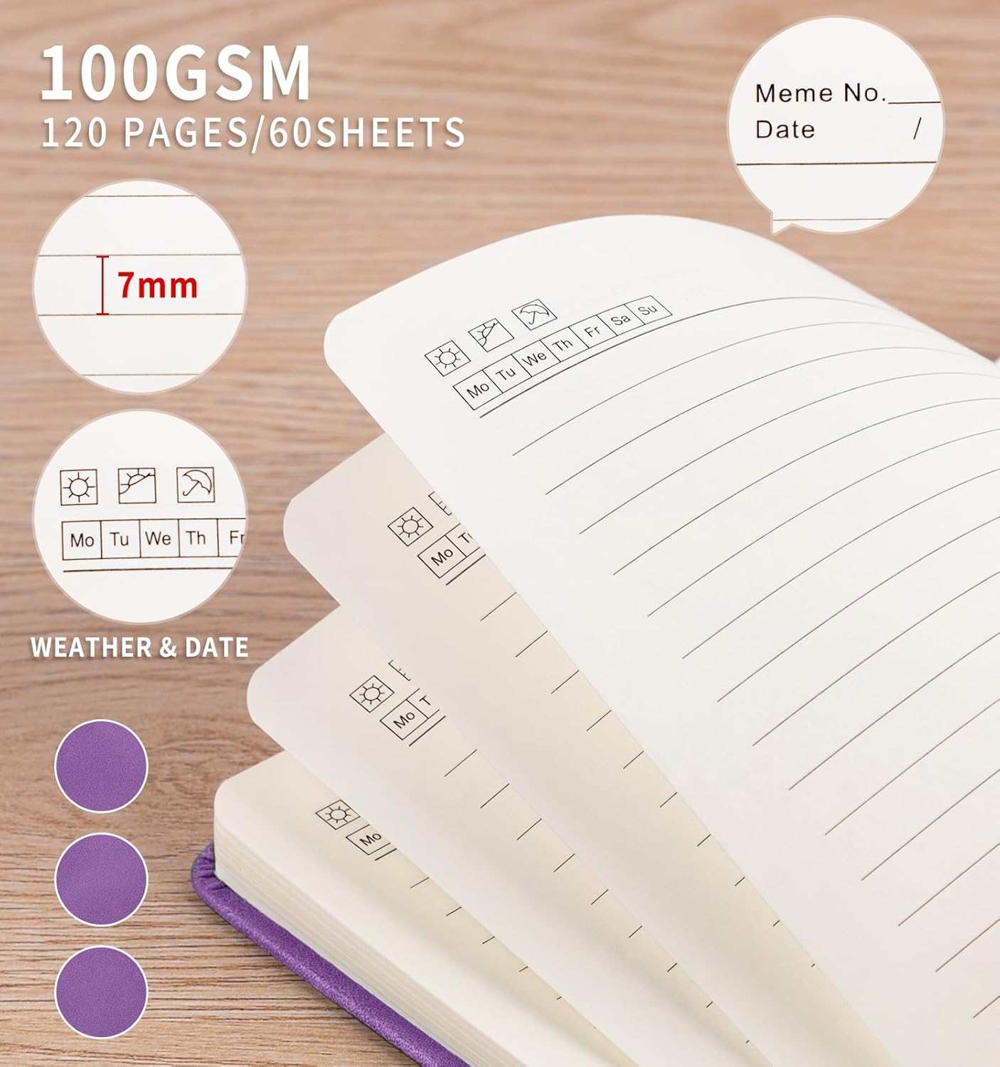 3 Pack Pocket Journaling Notebooks, A6 Small Notebook For Note Taking Journaling Notebooks Journals For Writing Mini Note Pads With Pen Holder 120 Pages 100 GSM Thick Paper(Nude, Brown, Forest Green)