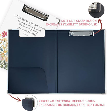 Trendy Black Leopard Print Clipboard Folio with Storage for Office Classroom, Preppy Dark Cheetah Print Padfolio with Metal Clip for Nurses Teachers Students Women Men, 12.4x9.25 in