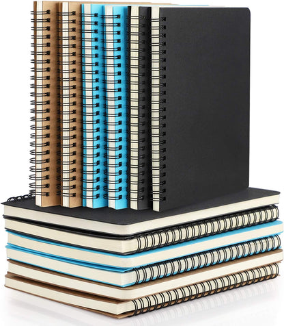 EUSOAR Spiral Notebook, A5 12packs 5.5"X8.3" 120 Pages Lined Travel Writing Notebooks Journal, Memo Notepad Sketchbook, Students College Office Business Subject Diary Ruled Book Journal-Black Cover