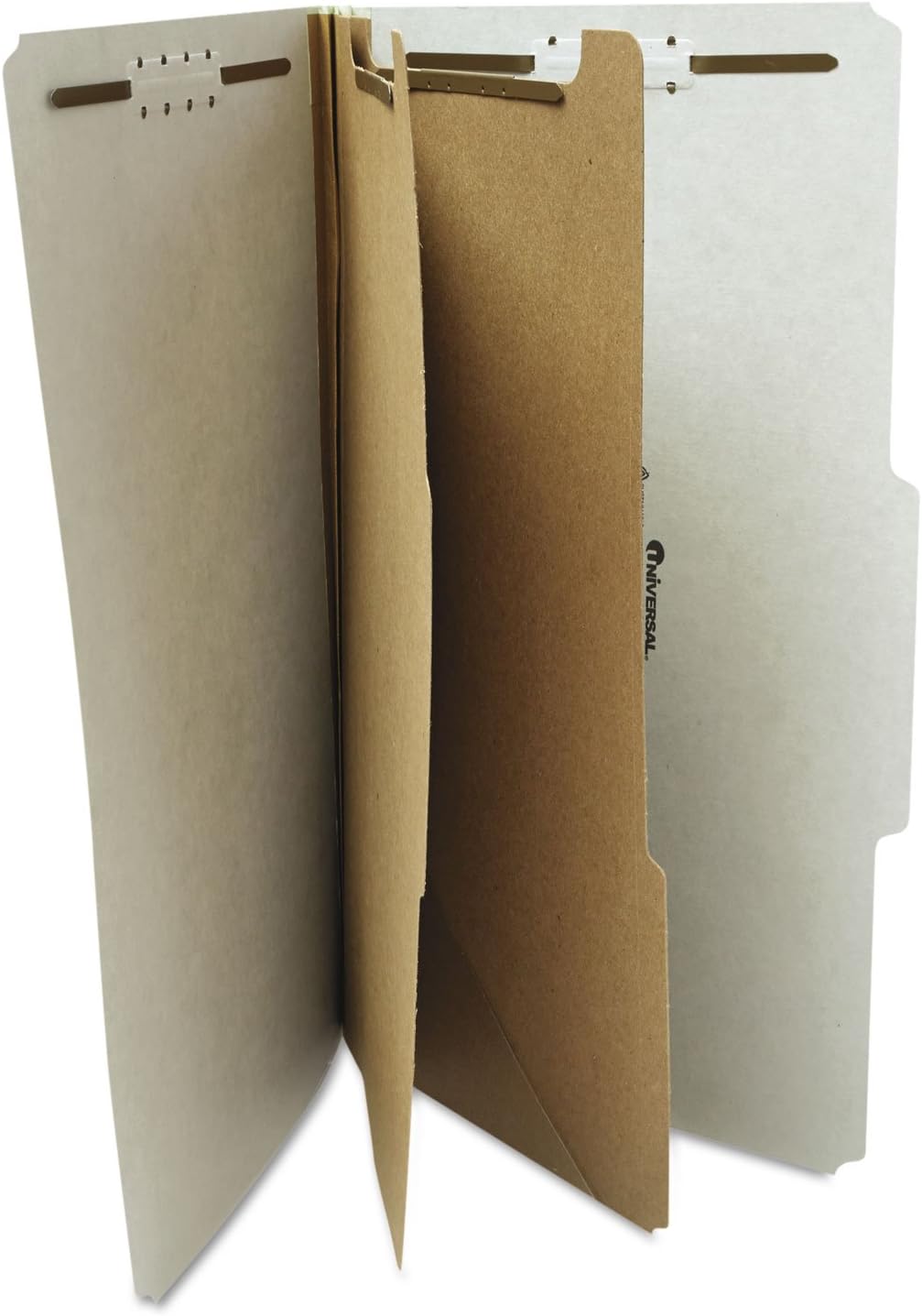 Universal Pressboard Classification Folder, Legal, Six-Section, Gray, 10/Box (10282)