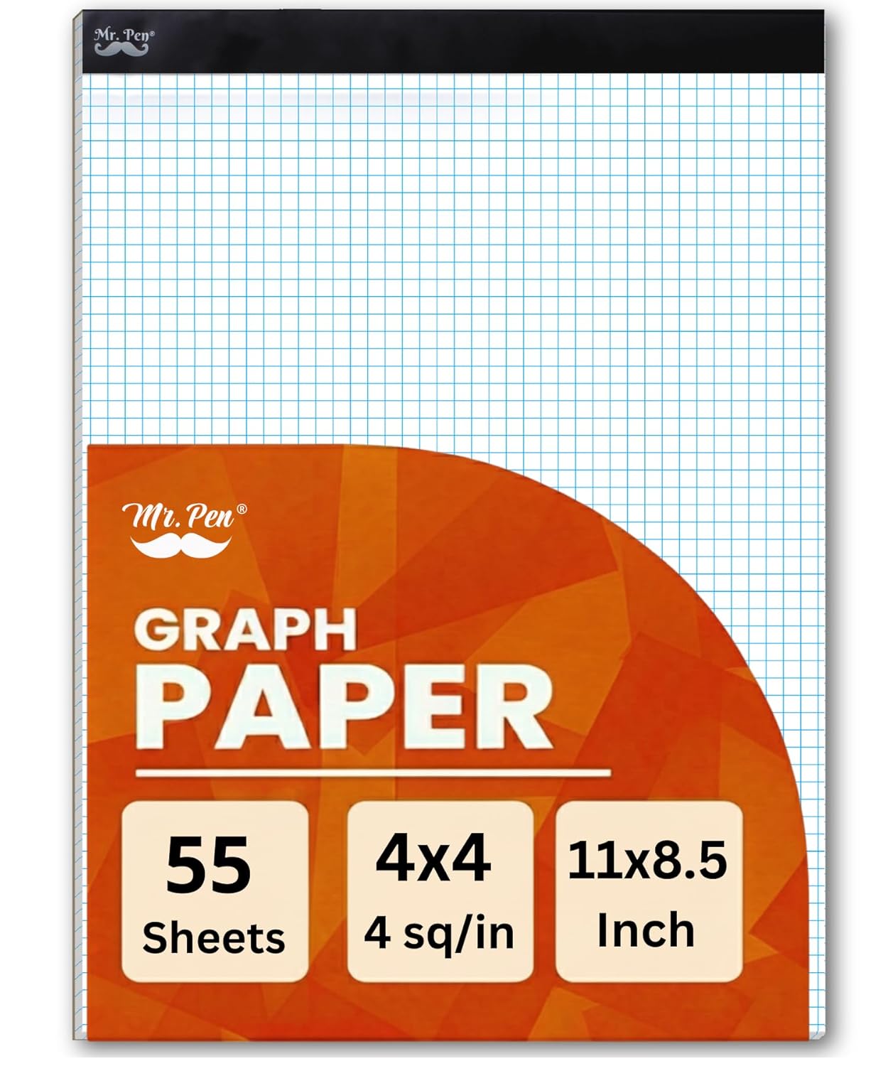 Mr. Pen- Graph Paper Pad, 8.5x11 Inches, 4x4 (4 Squares per Inch), 55 Sheets, Ideal for Math, Graphing and Sketching, Grid Paper for Students, Engineers, Artists