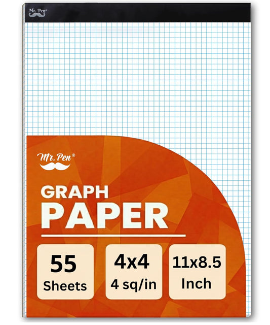 Mr. Pen- Graph Paper Pad, 8.5x11 Inches, 4x4 (4 Squares per Inch), 55 Sheets, Ideal for Math, Graphing and Sketching, Grid Paper for Students, Engineers, Artists