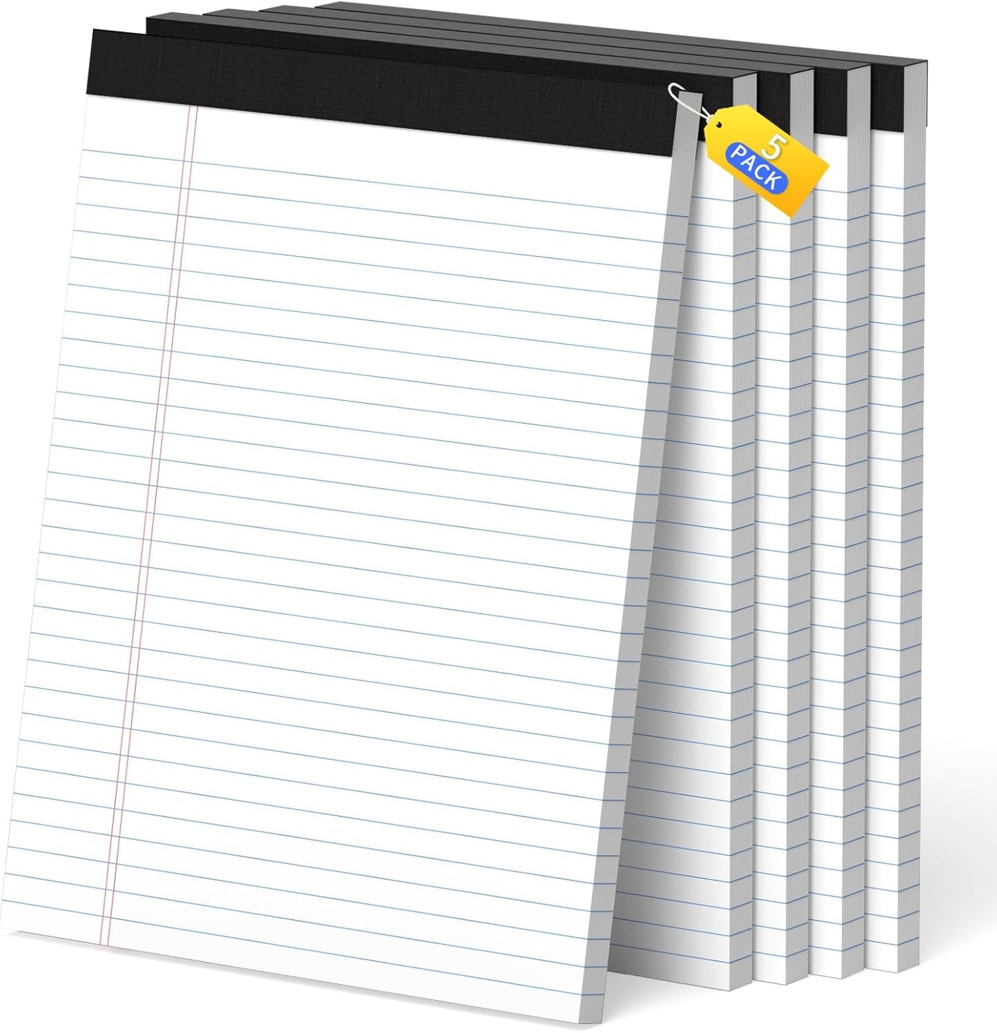 5x8 Legal Pads Writing Pad Note Pads, 8 Pack College Ruled Lined Paper Pad, White Perforated Notebook, Premium Notepads for School Office Home, 30 Sheets/Pack