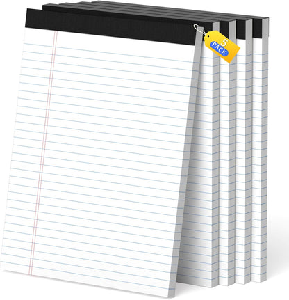 5x8 Legal Pads Writing Pad Note Pads, 8 Pack College Ruled Lined Paper Pad, White Perforated Notebook, Premium Notepads for School Office Home, 30 Sheets/Pack