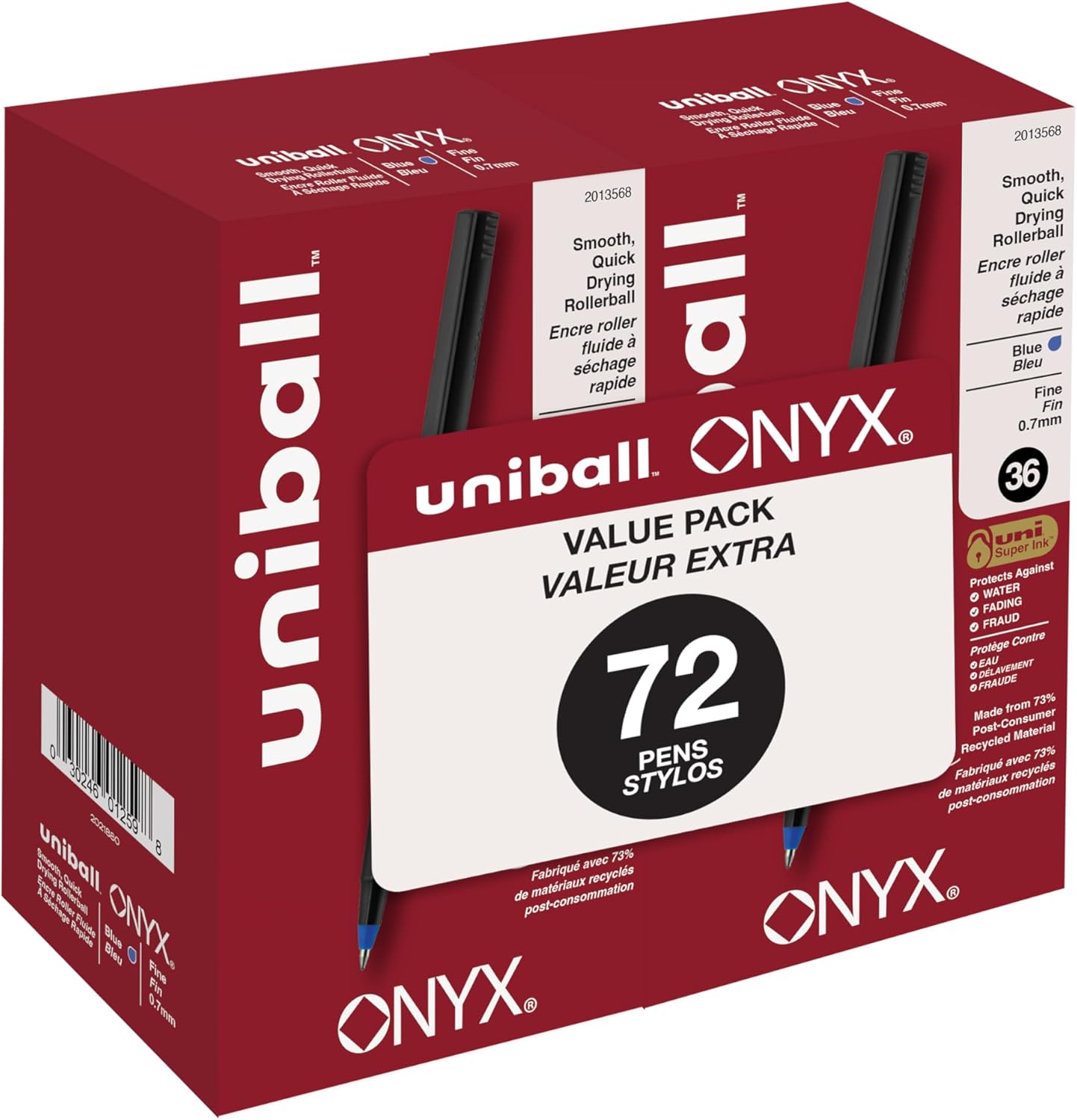 uniball Roller Rollerball Pens, Micro Point (0.5mm), Blue, 12 Pack