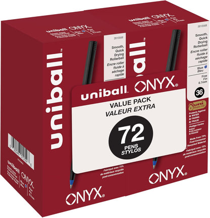 uniball Roller Rollerball Pens, Micro Point (0.5mm), Blue, 12 Pack