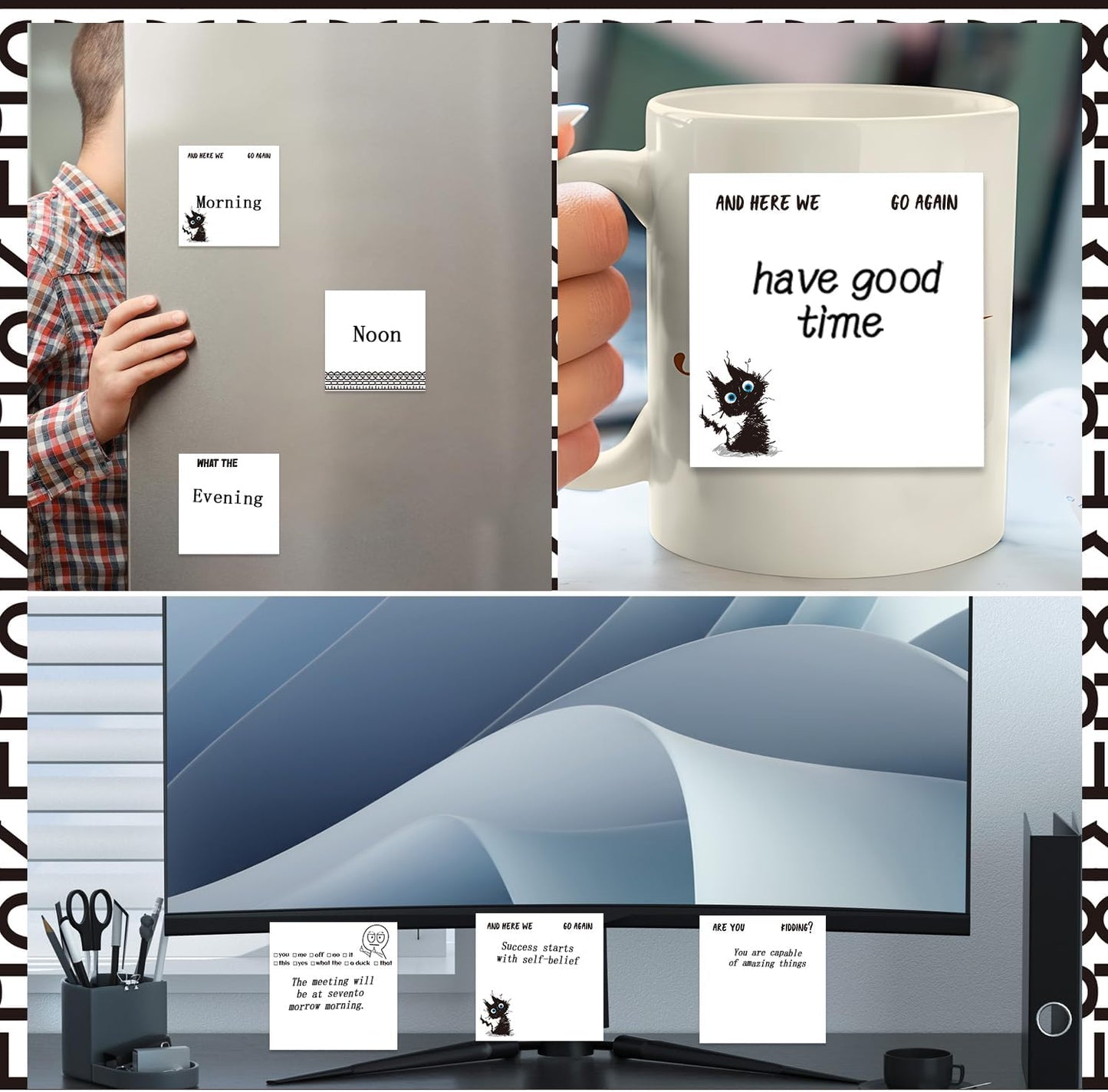 Inspirational Sticky Notes Gifts - 9 Pack Funny Positive Quotes Notepads 3x3 Inches, Fun Motivational Self-Adhesive Memo Pads Office Study Supplies for Friends Coworkers (450 Sheets)