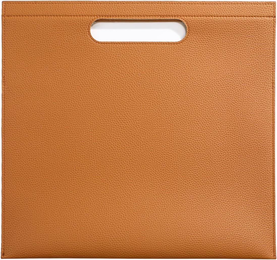 Premium PU Leather Waterproof File Folder & File Jackets & File Pockets Easy to Clean Document Organizer, Multi-Color Options, 13.34x12.56in, Ideal for Students & Professionals(Brown)