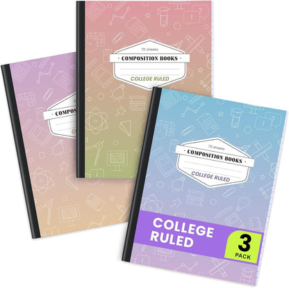 Oucaru Composition Notebook 6 Pack College Ruled, Gradient Cover Notebooks for School, 70 Sheets 7-1/2"x9-3/4, Back to School Supplies Journal for K-12 Students