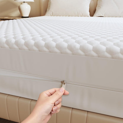 OhGeni 100% Waterproof Queen Size Mattress Protector,Soft Mattress Pad, Cooling Breathable Fitted Sheets,Washable Bed Cover,Non-Slip Deep Pocket,Noiseless for Bedroom