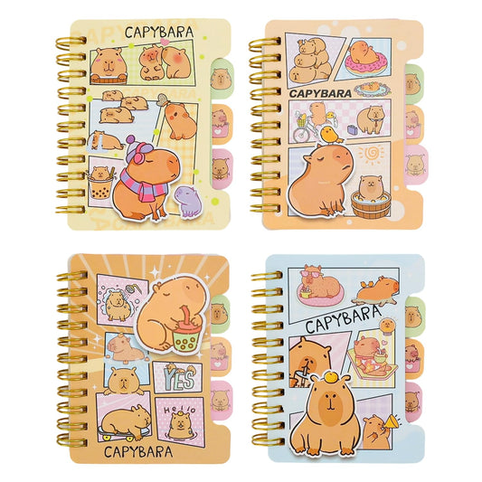 2 Pack Cute Small Spiral Notebooks Kawaii Cartoon Mini Memo Notepads Ruled Pages 54 Sheets Journals for Study, Drawing and Writing Notes Gift Reward for Friends Party Favor (Random Style, 10.5x8.5cm)