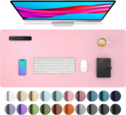 Aothia Non-Slip Waterproof PU Leather Desk Pad Protector for Mouse, Writing Desk, Office, Home, Laptop Blotter, 23.6" x 13.7", Black - Colors A