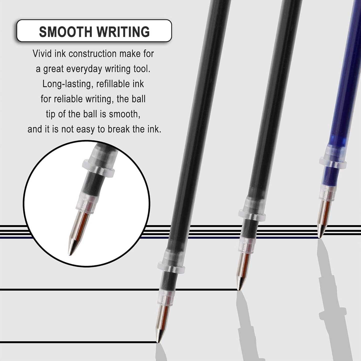 MiSiBao Gel Ink Rollerball Pens Refills Medium Point Pens Refill Work Pen Smooth Writing for Office, Pack of 20 (15 Black Ink and 5 Blue Ink)